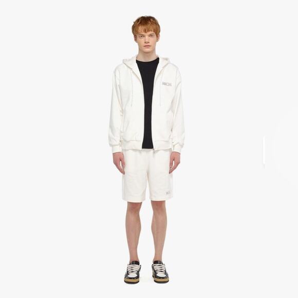 MCM Mens Essentials Logo Zip Up Hoodie In Organic Cotton White NWT - Picture 3 of 14